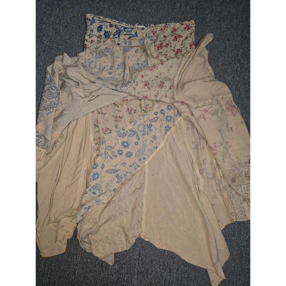 Paani Size M Asymmetric Bohemian Floral Skirt Scraf Hem Patchwork - Picture 11 of 13